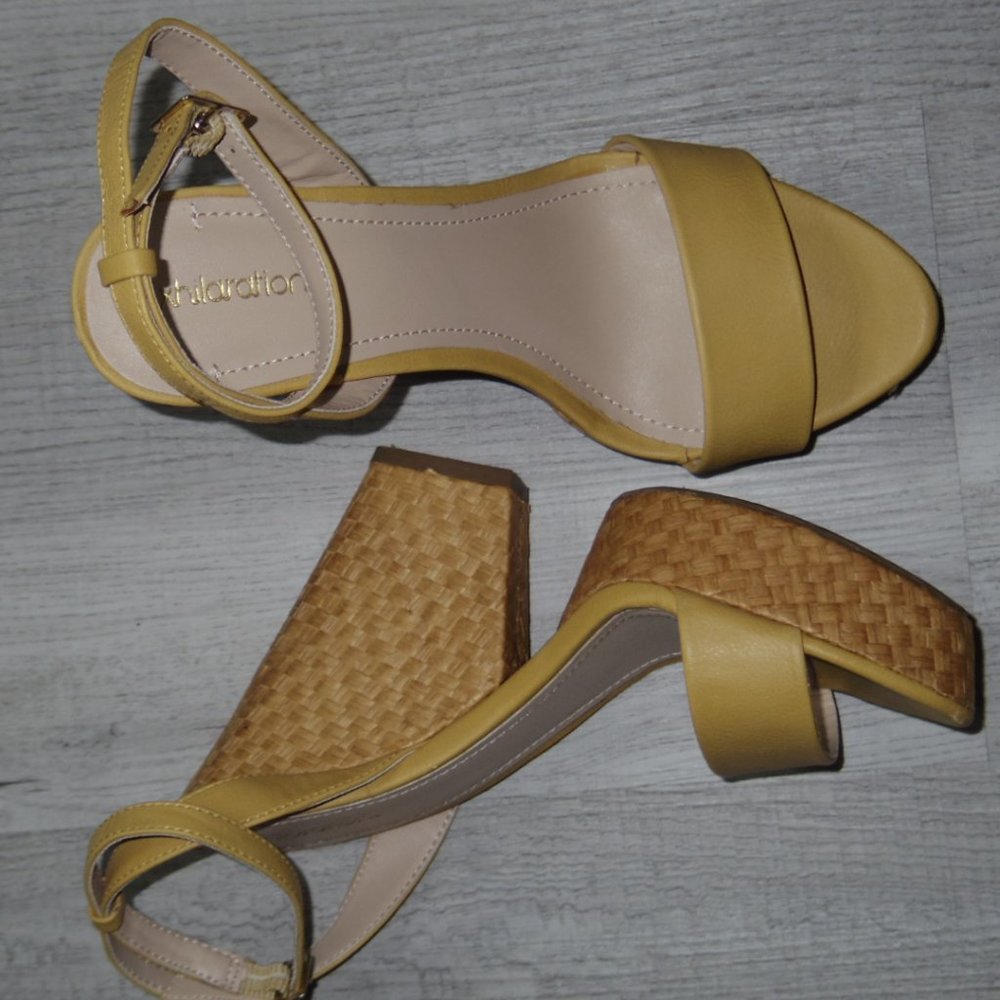 Yellow Wedge Strap Sandals